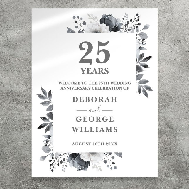 Silver 25th Wedding Anniversary Welcome Sign (Silver 25th Wedding Anniversary Welcome Sign)