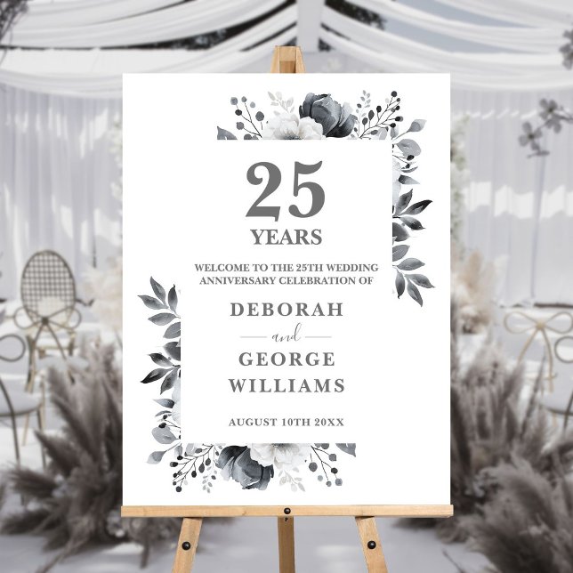 Silver 25th Wedding Anniversary Welcome Sign (Silver 25th Wedding Anniversary Welcome Sign)