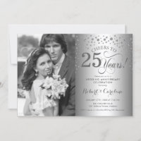 Silver 25th Wedding Anniversary with Photo