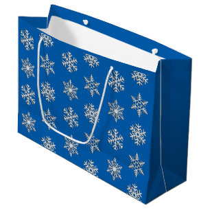 Silver 3-d snowflakes, Customizable Background Large Gift Bag