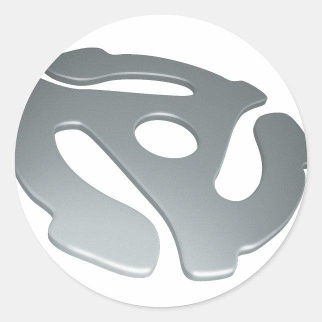 Silver 3D 45 RPM Adapter Classic Round Sticker (Front)