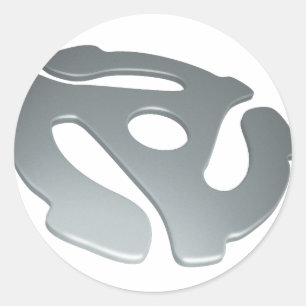Silver 3D 45 RPM Adapter Classic Round Sticker