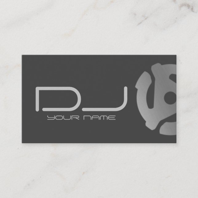 Silver 45 Record Adapter Logo DJ Business Card (Front)