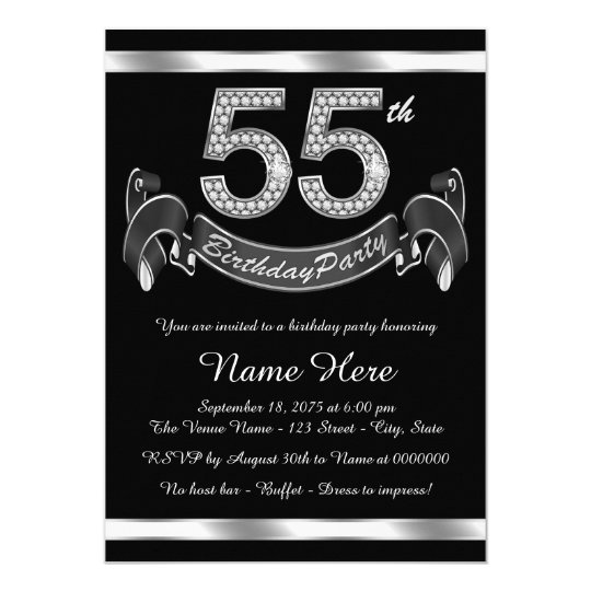 Silver 55th Birthday Party Invitation | Zazzle.com