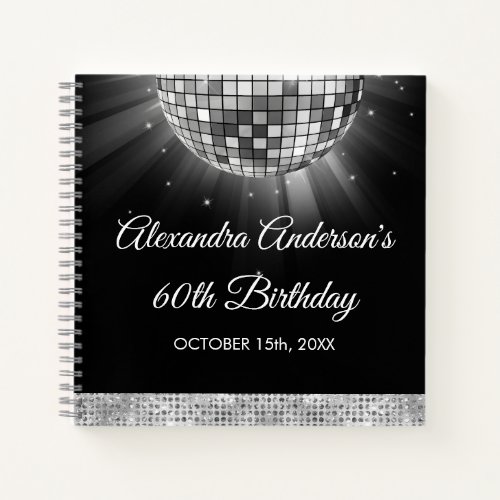 Silver 60th Birthday 70s Disco Ball Guest Book