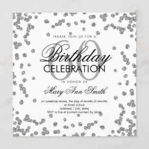 Silver 60th Birthday Elegant Glitter Confetti Invitation