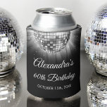 Silver 60th Birthday Party 70's Disco Ball Can Cooler<br><div class="desc">Elevate your 60th birthday celebration with our Silver 60th Birthday Party 70's Disco Ball Can Cooler, designed to add a touch of sophistication and retro flair to your milestone bash. In a shimmering shade of silver, this can cooler exudes elegance and nostalgia. The disco ball graphic transports you back to...</div>