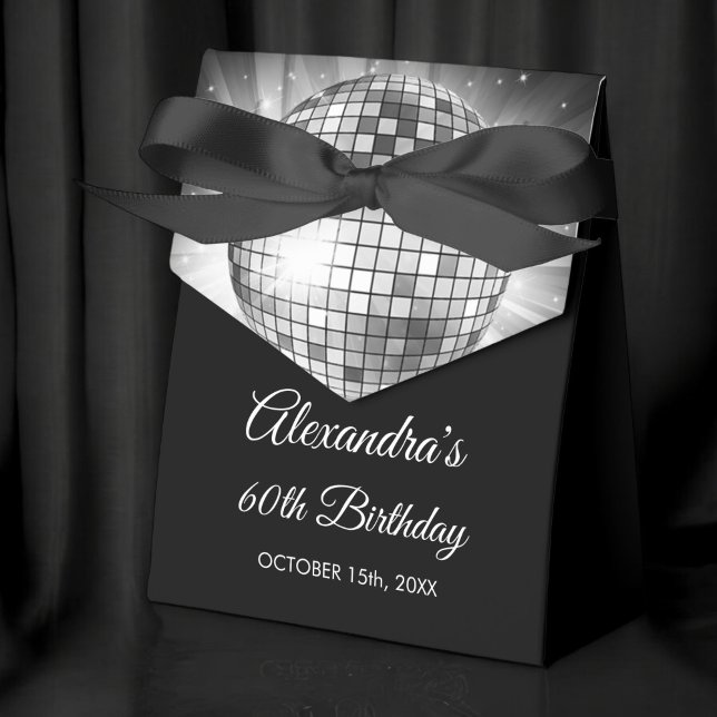 Silver 60th Birthday Party 70's Disco Ball Favor Boxes (Creator Uploaded)