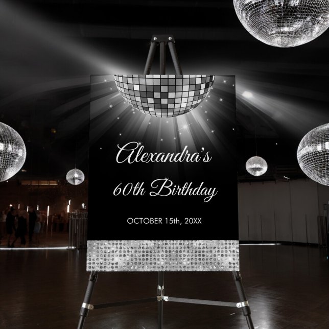 Silver 60th Birthday Party 70's Disco Ball Foam Board (Creator Uploaded)