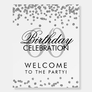 Silver 60th Birthday Party Glitter Confetti  Foam Board