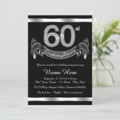 Silver 60th Birthday Party Invitation (Standing Front)