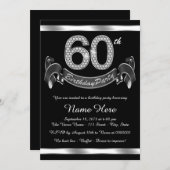 Silver 60th Birthday Party Invitation (Front/Back)