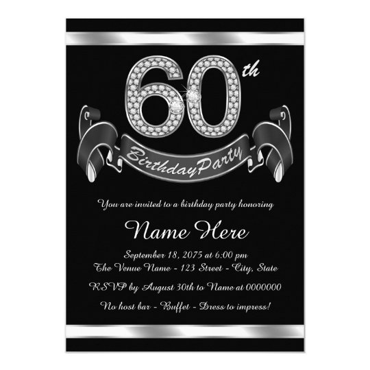 Silver 60th Birthday Party Invitation | Zazzle.com