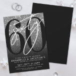 Silver 60th Wedding Anniversary Party Invitation<br><div class="desc">Celebrate sixty years of love with this modern 60th wedding anniversary invitation. The design features a sparkling faux silver glitter background layered behind a subtle black gradient, creating a glamorous look that evokes the traditional “diamond” theme. A large black "60" stretches across most of the card, with a handwritten script-style...</div>