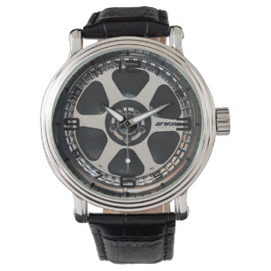Silver 6 Spoke Wheel Men's Watch