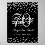 Silver 70th Birthday Glitter Confetti Black Poster at Zazzle