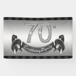 Silver 70th Birthday Party Banner