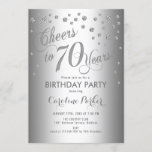 Silver 70th Birthday Party Invitation<br><div class="desc">70th Birthday Party Invitation
Elegant design with faux glitter silver and foil effect. Sparkly glitter diamonds confetti and stylish script font invite card. Cheers to 70 Years! Please message me if you need further customization.</div>