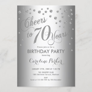Silver 70th Birthday Party Invitation