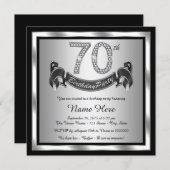 Silver 70th Birthday Party Invitation (Front/Back)