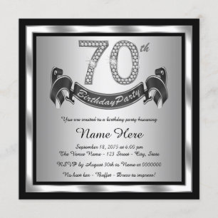 Silver 70th Birthday Party Invitation