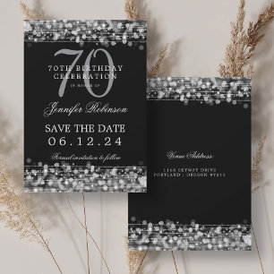 Silver 70th Birthday Save the Date Invitation