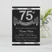 Silver 75th Birthday Party Invitation (Standing Front)