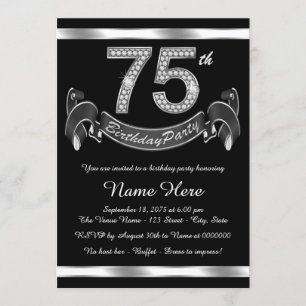 Silver 75th Birthday Party Invitation