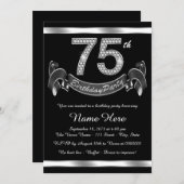 Silver 75th Birthday Party Invitation (Front/Back)