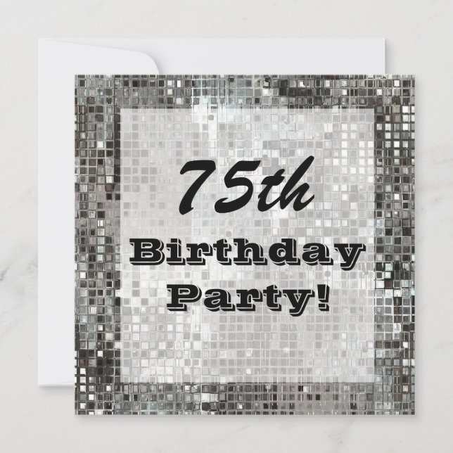 Silver 75th Or Any Age Birthday Party Invitation (Front)
