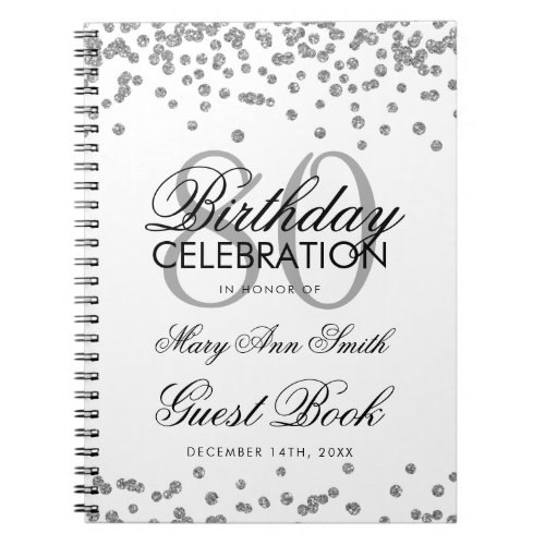 Silver 80th Birthday Guest Book Confetti