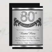Silver 80th Birthday Party Invitation (Front/Back)