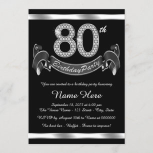 Silver 80th Birthday Party Invitation