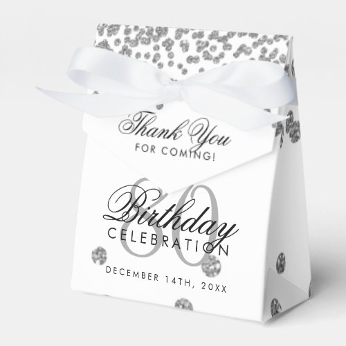 Silver 80th Birthday Thank You Confetti Favor Boxes