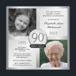 Silver 90th Birthday Invitations Then & Now Photos<br><div class="desc">Create your own elegant 90th Birthday Surprise Party Invitations. Classic executive style black and silver for men or women, personalized with double photo frame inserts for "Then & Now" pictures -- Customize the name, date, and details for your special celebration. Can be easily customized for other special occasions, corporate events,...</div>