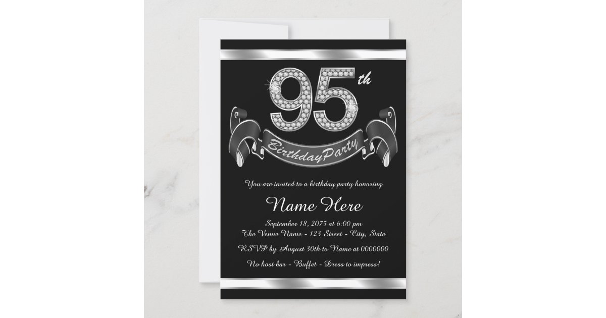 Silver 95th Birthday Party Invitation Zazzle