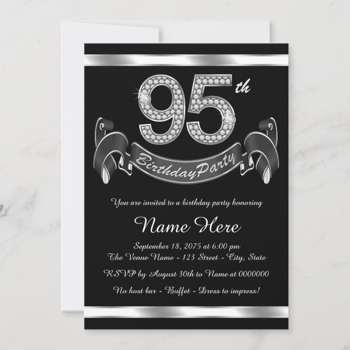 Silver 95th Birthday Party Invitation