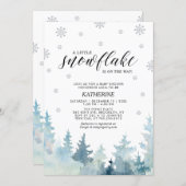 Silver A Little Snowflake Winter Trees Baby Shower Invitation (Front/Back)