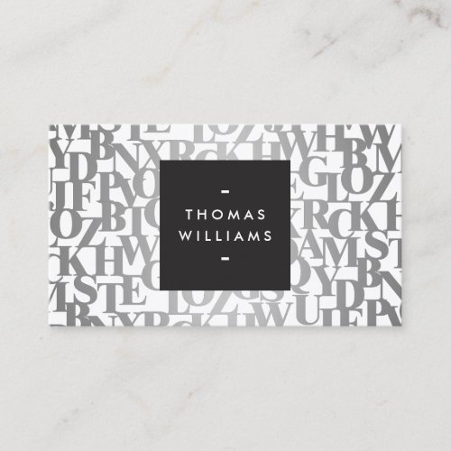 Silver Abstract Letterforms II Authors Writers Business Card