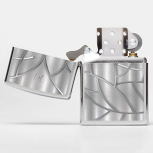 Silver abstract metallic wavy grid pattern zippo lighter