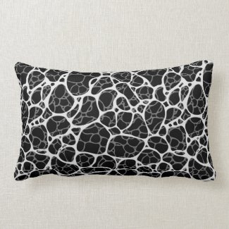 Silver abstract pattern on a black background. lumbar pillow