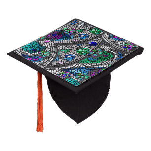 Silver Accents Mosaic Art Graduation Cap Topper