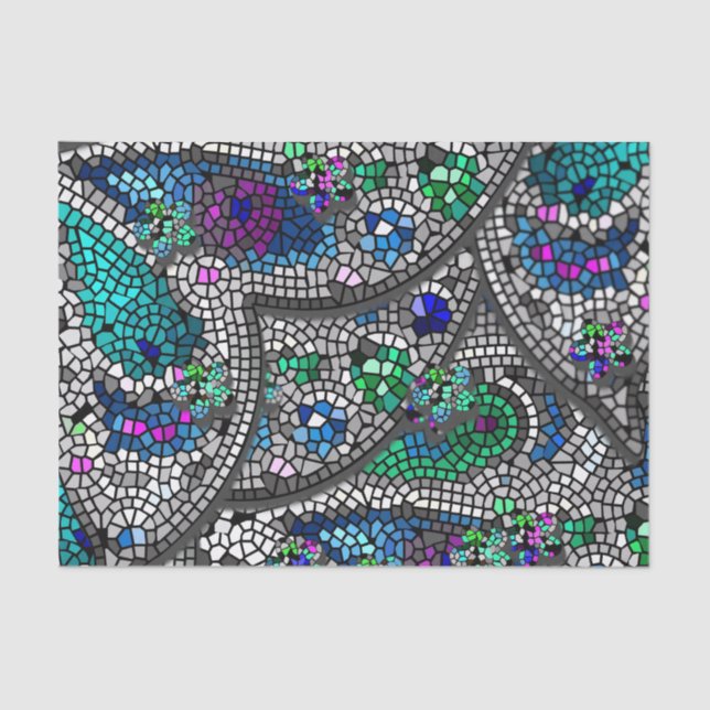 Silver Accents Mosaic Art Tissue Paper (Front)