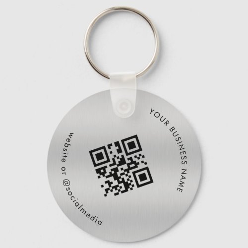 Silver  Add Your Custom Business Qr Code Scan Keychain