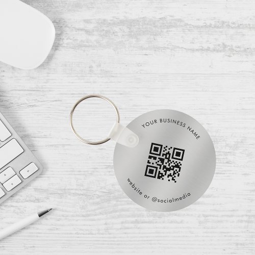 Silver  Add Your Custom Business Qr Code Scan Keychain