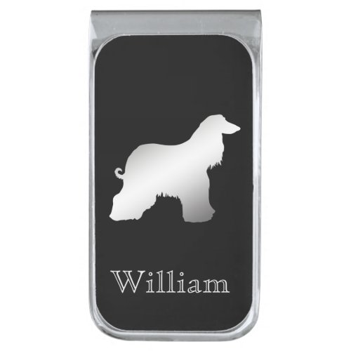 Silver Afghan Hound Personalized Silver Finish Money Clip