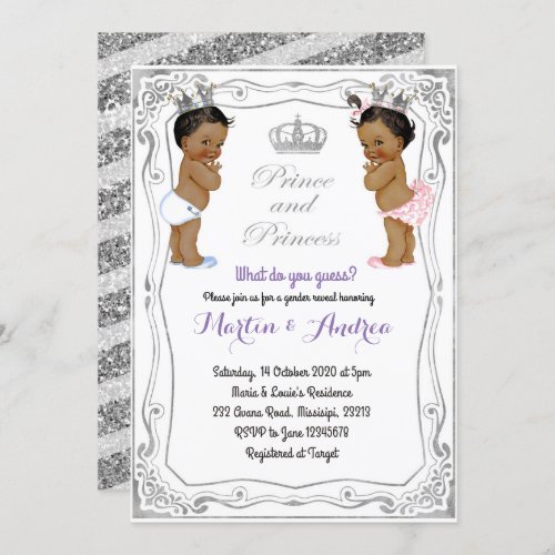 Silver African Prince or Princess Gender Reveal Invitation