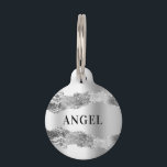 Silver agate marble name pet ID tag<br><div class="desc">Faux silver metallic looking and agate,  marble stone print. Personalize and add a name on the front,  phone number on the back.</div>