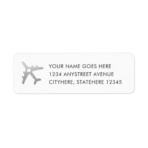 Silver Airplane Travel Return Address Label