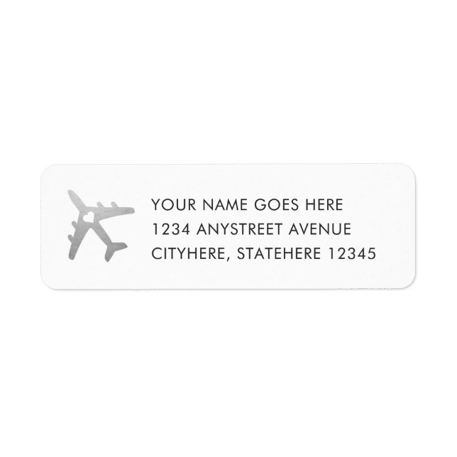 Silver Airplane Travel Return Address Label (Front)